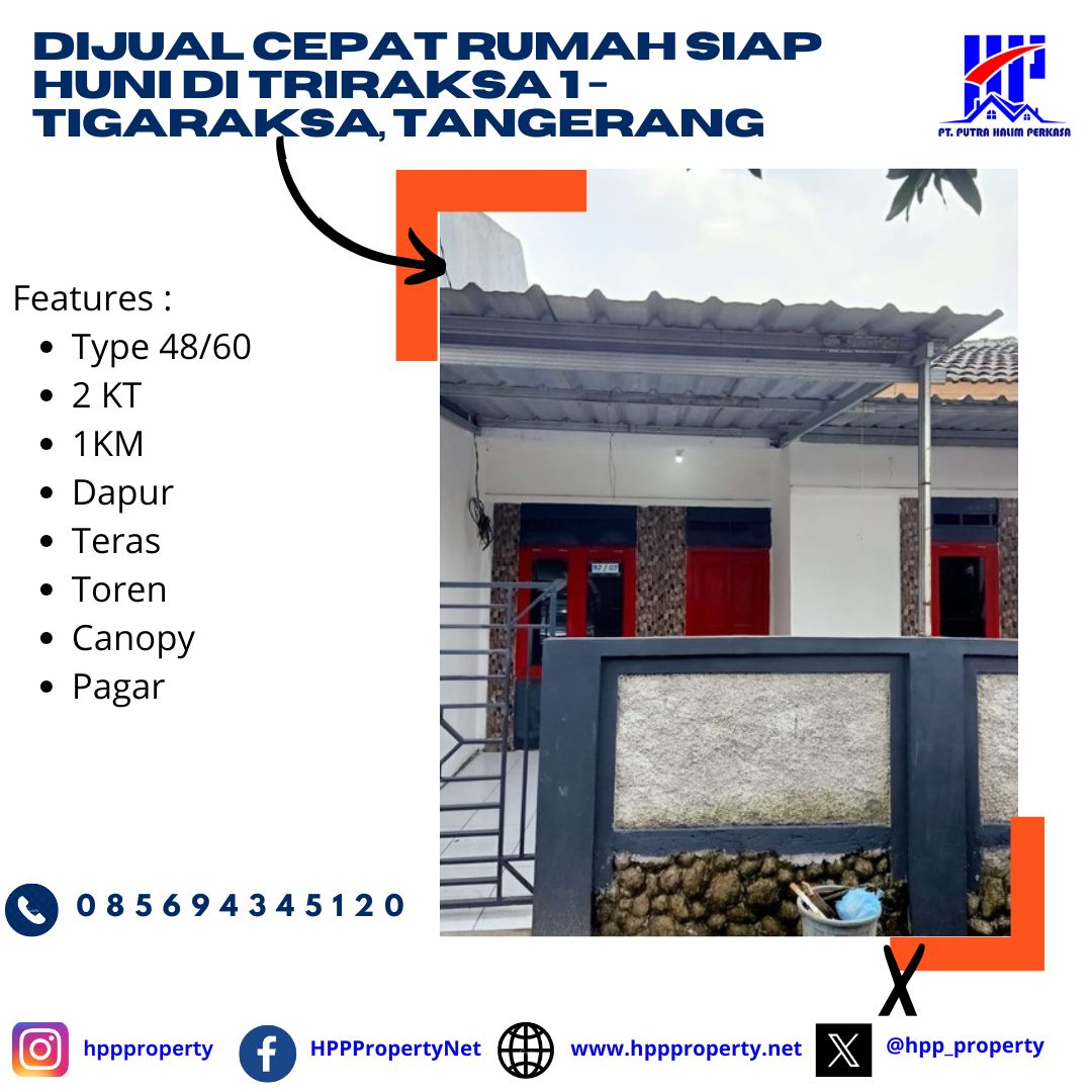 dijual Rumah MURAH SIAP HUNI, DI TRIRAKSA 1-TIGARAKSA