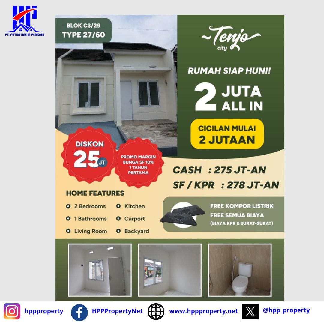 TENJO CITY – RUMAH SIAP HUNI CUKUP 2 JUTA ALL IN!