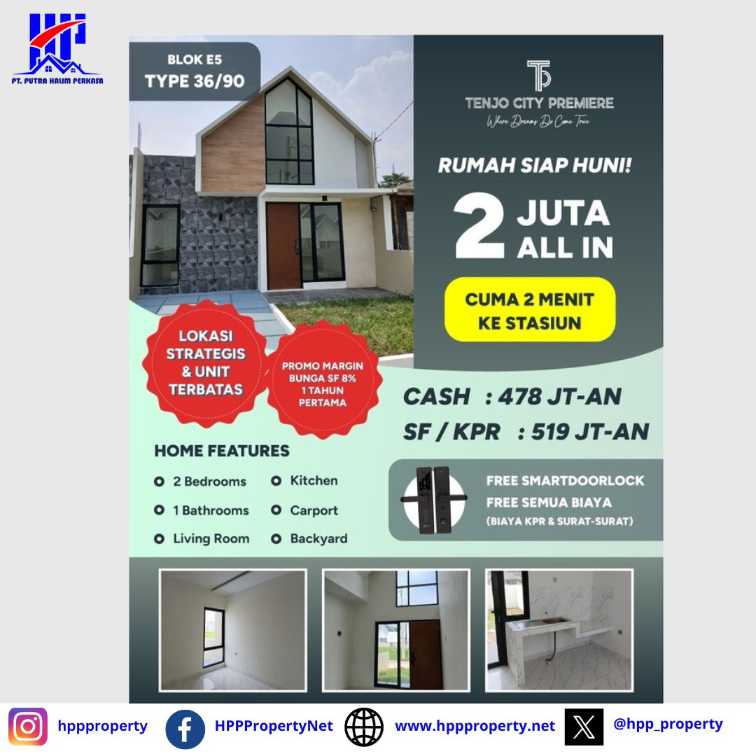 TENJO CITY PREMIERE – RUMAH SIAP HUNI CUKUP 2 JUTA ALL IN!